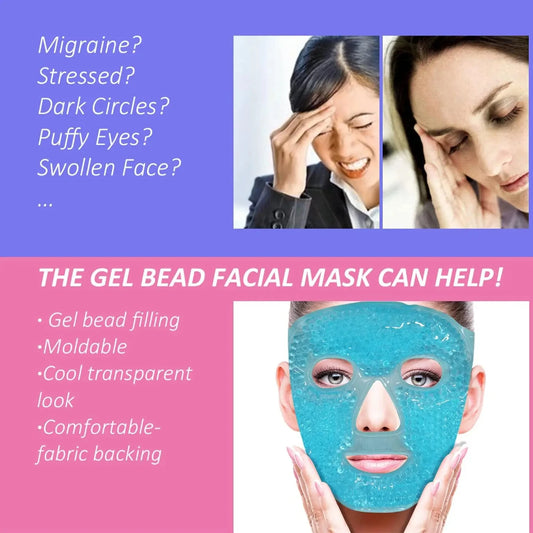 Reusable Hot & Cold Gel Bead Face Mask – Migraine, Puffiness & Eye Relief
